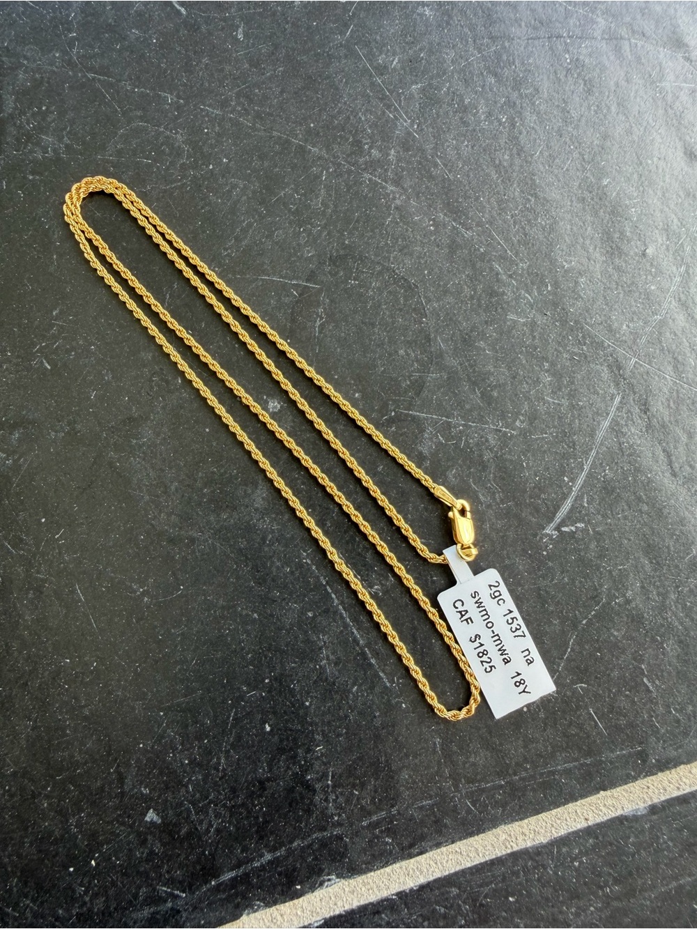 18kt. Yellow Gold Rope Chain Necklace 18” long
